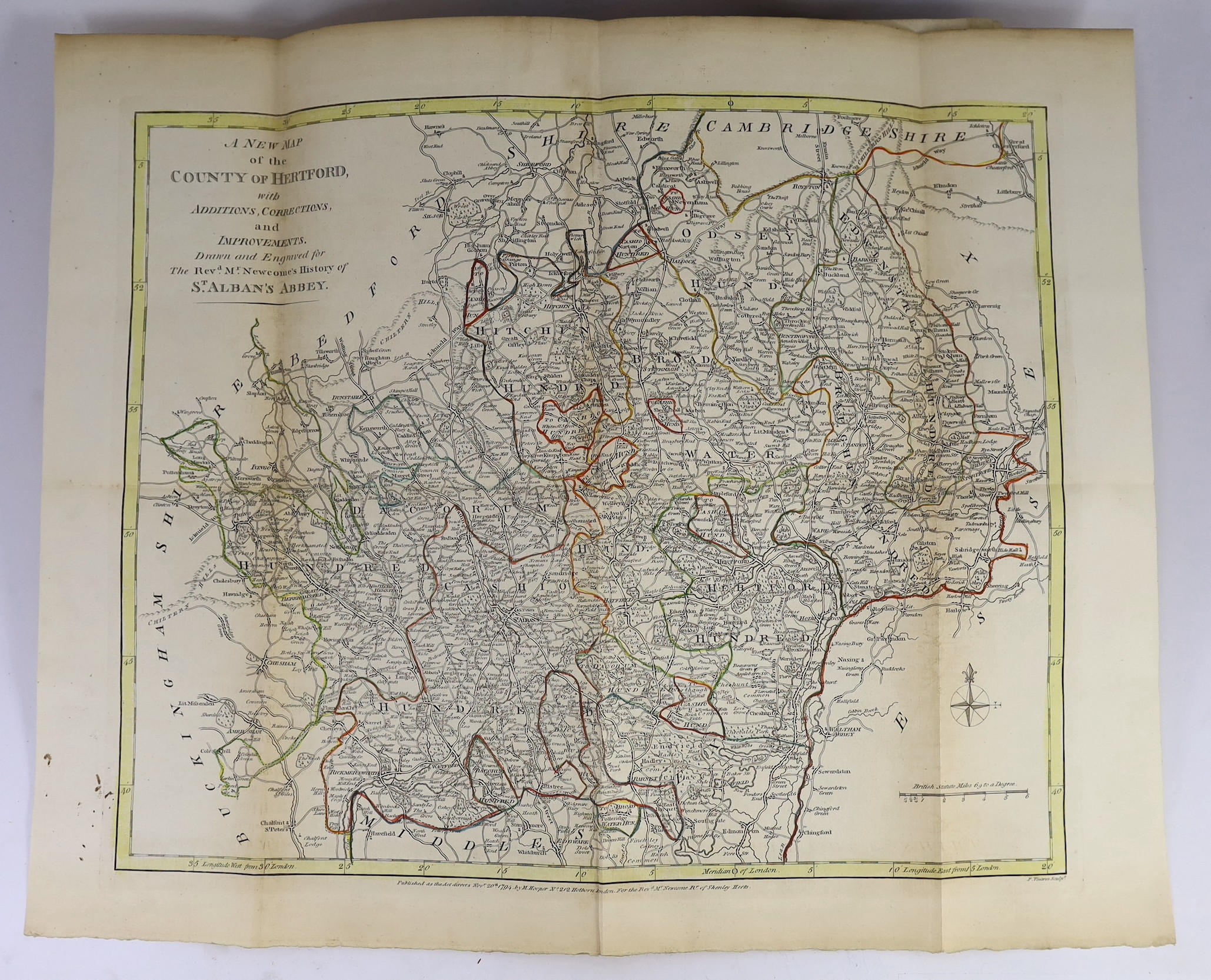 ST ALBANS: Newcome, Rev. Peter - The History of the Ancient and Royal Foundation called the Abbey of St Alban ... frontis. 2 folded plans and large folded and hand-coloured map